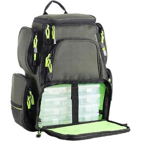 Seaknight Fishing Tackle Backpack, Water-Resistant Large Storage with 4 Trays, Outdoor Multifunctional Box Tackle Bag for Fishing Camping Hiking Cycling (Camouflage-25L with 4 Trays)