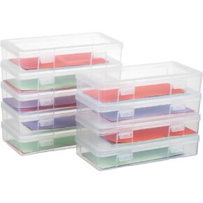 novelinks Small Plastic Storage Box Containers with Latching Lids - Craft Organizers and Storage Stackable Lego Storage Organizer Pencil Box Crayon Box (18 Pack Small -Clear)