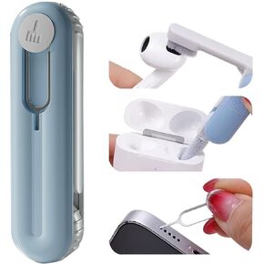 [4 in 1] Cleaning Brush Kit for Airpods pro 1 2 3 Earbuds Bluetooth Earphone Hole Phone Charging Port Laptop Keyboard Cleaner with Keyboard Switch Puller and Cleaning Putty (Blue)