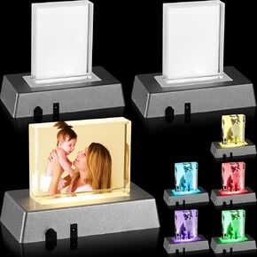3 مجموعات من Qunclay فراغات التسامي الكريستالية مع قاعدة LED ملونة هدايا ديكور سطح الطاولة DIY إطار صورة ناقل للحرارة إطار صورة مستطيل لوحات علامات زخرفية لعيد الميلاد (أسود، 5.9 × 7.9 بوصة)
