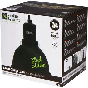Ceramic Reflector Clamp Lamp - Black Edition - Basking Lamp Bulb Holder for Terrariums, Vivariums, Paludariums, Enclosures & Cages - Large 8.5" Diameter - 200watt - E26