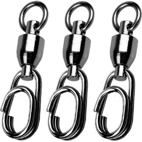 Atibin High Strength Snap Swivels Saltwater Ball Bearing Fishing Swivels Freshwater Stainless Steel Split Rings Fishing Black Nickel 30lbs-156lbs