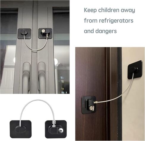 قفل ثلاجة قطعتين مع أقفال خزانة ثلاجة لاصقة قوية مع مفتاح لسلامة الأطفال الرضع لأدراج المطبخ والنوافذ والأبواب والمزيد in Kuwait