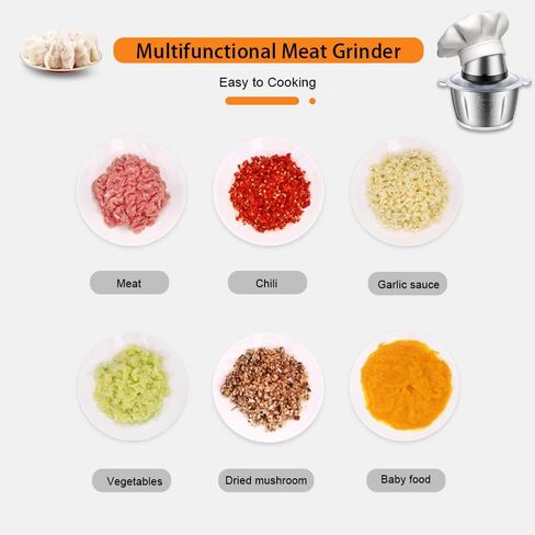 220V Food Processor & 2L Meat Grinder Chopper for for Meat, Vegetables, Fruits and Nuts,4 Bi-Level Blades, Stainless Steel (EU Plug) in Kuwait