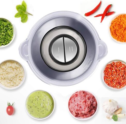 220V Food Processor & 2L Meat Grinder Chopper for for Meat, Vegetables, Fruits and Nuts,4 Bi-Level Blades, Stainless Steel (EU Plug) in Kuwait