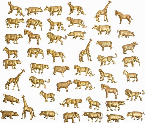 48 قطعة من أشكال حيوانات المزرعة الذهبية سفاري ألعاب حيوانات صغيرة 12 نمطًا من زخارف حيوانات حديقة الحيوان البلاستيكية الفيل الأسد الزرافة كعكة القبعات العالية الغابة الغابة موضوع حفلة عيد الميلاد in Kuwait