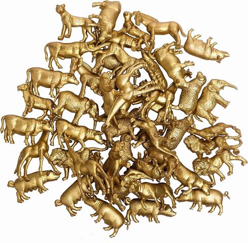 48 قطعة من أشكال حيوانات المزرعة الذهبية سفاري ألعاب حيوانات صغيرة 12 نمطًا من زخارف حيوانات حديقة الحيوان البلاستيكية الفيل الأسد الزرافة كعكة القبعات العالية الغابة الغابة موضوع حفلة عيد الميلاد in Kuwait