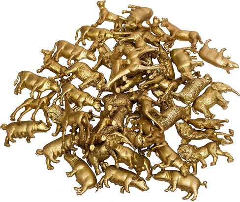 48 قطعة من أشكال حيوانات المزرعة الذهبية سفاري ألعاب حيوانات صغيرة 12 نمطًا من زخارف حيوانات حديقة الحيوان البلاستيكية الفيل الأسد الزرافة كعكة القبعات العالية الغابة الغابة موضوع حفلة عيد الميلاد in Kuwait