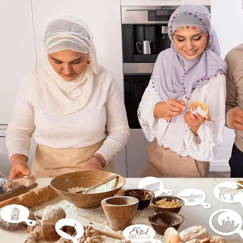 36 قطعة من استنسل كعكة عيد مبارك قابلة لإعادة الاستخدام من JULBEAR، قوالب استنسل رمضان أدوات قوالب لكوكيز القهوة DIY عيد مبارك عطلة الخبز اللوحة الحلوى الديكور الحرفي in Saudi Arabia
