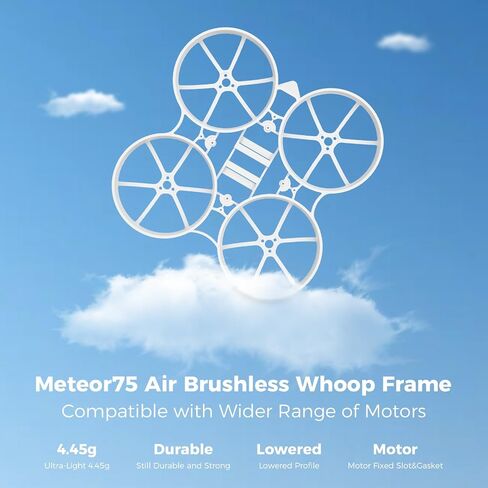 طقم إطارات BETAFPV 2 قطعة Meteor75 بدون فرشاة هواء مع فتحة تثبيت المحرك وحشية، خفيف للغاية، ملف تعريف منخفض، لطائرة بدون طيار فائقة الخفة 75 مم 1S للسباق مع محرك 07XX 08XX 1102 مروحة 40 مم in Kuwait