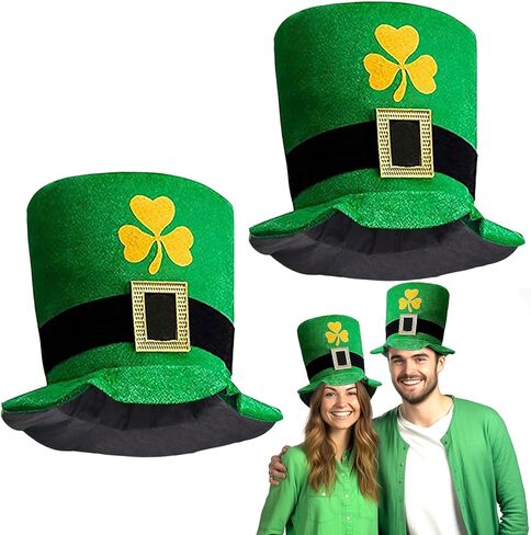 iGeeKid 2 قطعة قبعات يوم القديس باتريك الخضراء القبعات الأيرلندية قبعات سانت باتريك للحفلات التنكرية للرجال والنساء in Kuwait