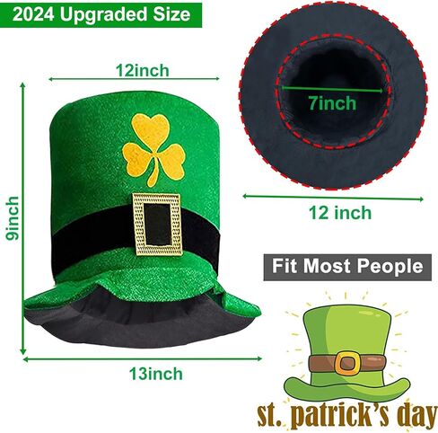iGeeKid 2 قطعة قبعات يوم القديس باتريك الخضراء القبعات الأيرلندية قبعات سانت باتريك للحفلات التنكرية للرجال والنساء in Kuwait