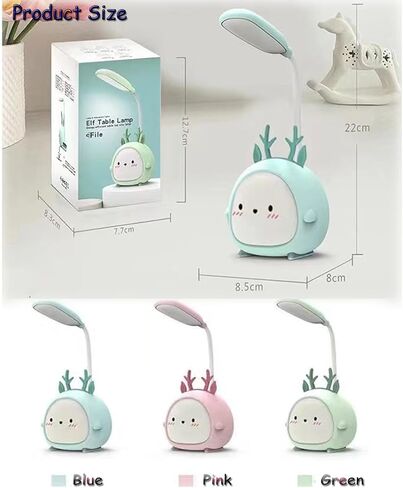 Neioaas Portable LED Deer Table Light, Mini Antelope Deer Night Light, Cute Antelope Deer Foldable USB Rechargeable Reading Light Bedroom Children's Bedside Study (Green Antelope Deer) in Kuwait