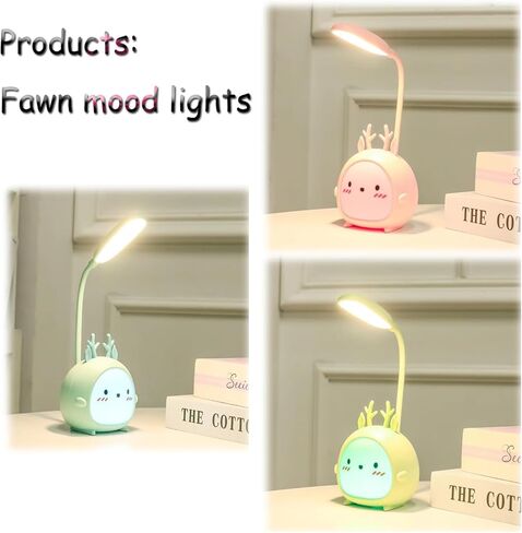 Neioaas Portable LED Deer Table Light, Mini Antelope Deer Night Light, Cute Antelope Deer Foldable USB Rechargeable Reading Light Bedroom Children's Bedside Study (Green Antelope Deer) in Kuwait