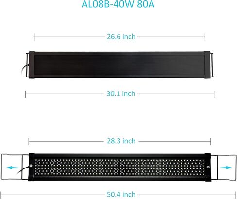 lucare 40W 24-36 Inch Saltwater Aquarium Light with Full Spectrum LED, Exclusive Reef Coral Light Spectrum for Marine Fish Tank，Dimmable Dual Channel for LPS & SPS in Kuwait