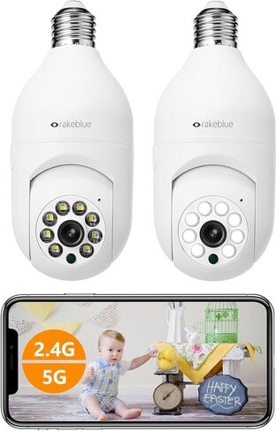 كاميرا أمان داخلية/خارجية، عبوتان، تخزين سحابي مجاني 1080 بكسل مع 2.4 جيجا / 5 جيجا واي فاي، كشف الحركة البشرية بإمالة 360 درجة ورؤية ليلية ملونة في اتجاهين in Kuwait