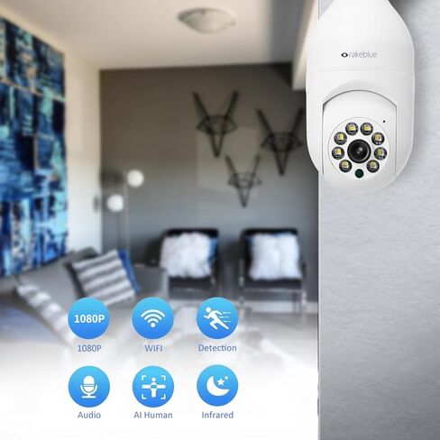 كاميرا أمان داخلية/خارجية، عبوتان، تخزين سحابي مجاني 1080 بكسل مع 2.4 جيجا / 5 جيجا واي فاي، كشف الحركة البشرية بإمالة 360 درجة ورؤية ليلية ملونة في اتجاهين in Kuwait