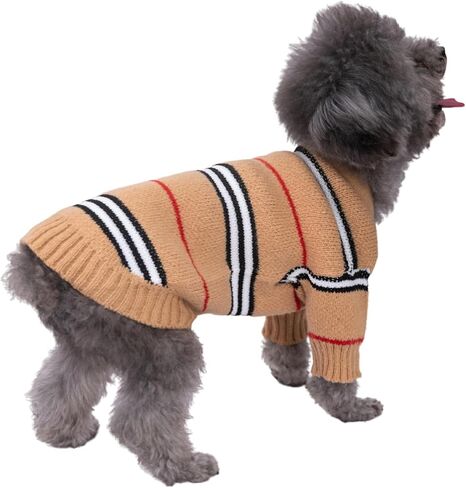 ملابس الحيوانات الأليفة الكلاسيكية المحبوكة للقطط والكلاب سترة شتوية دافئة سترات بأزرار للكلاب المتوسطة الصغيرة (كاكي، كبير) in Kuwait