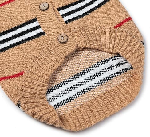 ملابس الحيوانات الأليفة الكلاسيكية المحبوكة للقطط والكلاب سترة شتوية دافئة سترات بأزرار للكلاب المتوسطة الصغيرة (كاكي، كبير) in Kuwait