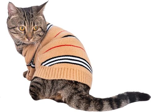 ملابس الحيوانات الأليفة الكلاسيكية المحبوكة للقطط والكلاب سترة شتوية دافئة سترات بأزرار للكلاب المتوسطة الصغيرة (كاكي، كبير) in Kuwait