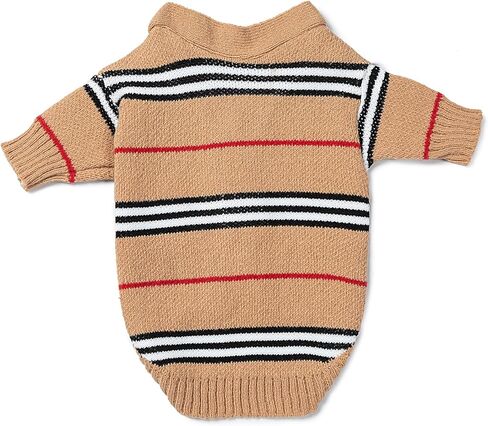 ملابس الحيوانات الأليفة الكلاسيكية المحبوكة للقطط والكلاب سترة شتوية دافئة سترات بأزرار للكلاب المتوسطة الصغيرة (كاكي، كبير) in Kuwait