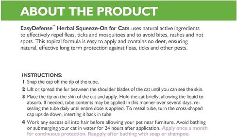 Only Natural Pet Flea and Tick Prevention for Cats - EasyDefense Flea Remedy - Natural Flea Care Control Squeeze-On Drops - Tick and Flea Protection - Three Months Supply (2-Pack) in Saudi Arabia