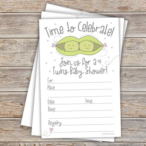 دعوات استحمام الطفل من Peas in a Pod Twins مع مغلفات (20 قطعة) in Kuwait