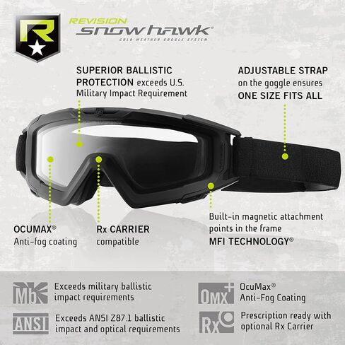 مجموعة ديلوكس من Revision Military SnowHawk - نظام نظارات للطقس البارد مع بالاكلافا، عدسة حرارية قرمزية - نظارات عسكرية مضادة للضباب لحماية العين in Kuwait