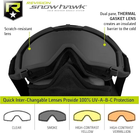 مجموعة ديلوكس من Revision Military SnowHawk - نظام نظارات للطقس البارد مع بالاكلافا، عدسة حرارية قرمزية - نظارات عسكرية مضادة للضباب لحماية العين in Kuwait
