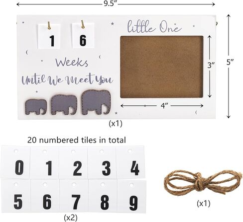 إطار صورة Hacaroa Sonogram مع أسابيع العد التنازلي، إطار خشبي للصور بالموجات فوق الصوتية لإعلان الحمل، ديكور حضانة الأطفال يكشف عن الجنس هدايا للأمهات لأول مرة، النساء الحوامل، أبيض in Kuwait