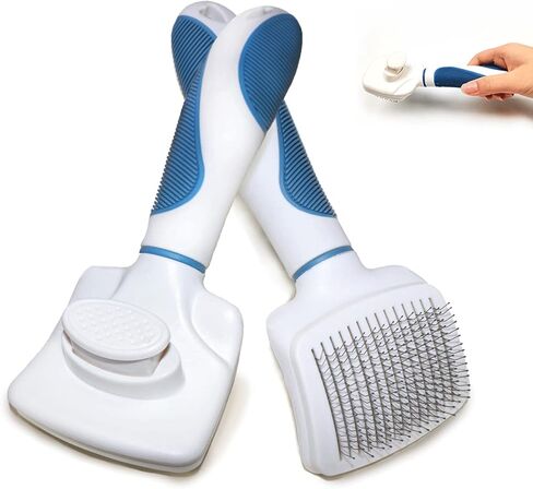 فرشاة تنظيف ذاتية - فرشاة للقطط والكلاب من أجل تساقط الشعر والعناية به بشكل آمن، تزيل بلطف الطبقة السفلية السائبة والشعر المتشابك، فرشاة العناية بالحيوانات الأليفة ذات الشعر الطويل والقصير in Kuwait