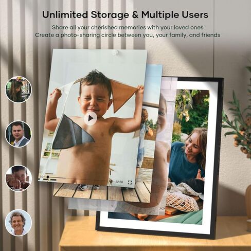 Digital Picture Frame Large 17 Inch Digital Photo Frame Share Pictures via Email Google Photos Web Browser App Electronic Picture Frame Slideshow Free Unlimited Storage Video Picture Frame Mat in Kuwait