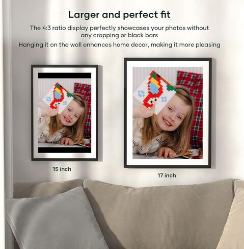 Digital Picture Frame Large 17 Inch Digital Photo Frame Share Pictures via Email Google Photos Web Browser App Electronic Picture Frame Slideshow Free Unlimited Storage Video Picture Frame Mat in Kuwait
