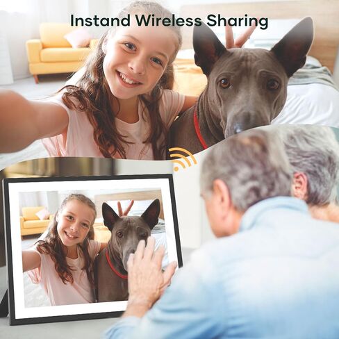 Digital Picture Frame Large 17 Inch Digital Photo Frame Share Pictures via Email Google Photos Web Browser App Electronic Picture Frame Slideshow Free Unlimited Storage Video Picture Frame Mat in Kuwait