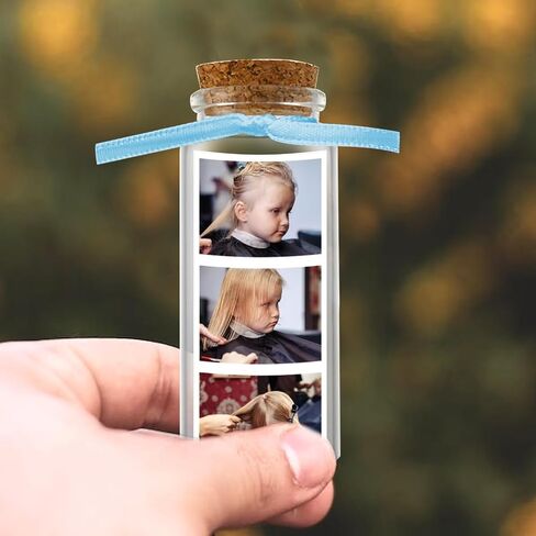 First Haircut Curl Keepsake Jar，Personalized First Curl Baby's First Lock of Hair，My First Haircut Keepsake，Custom First Haircut Photo Gift (pink) in Saudi Arabia