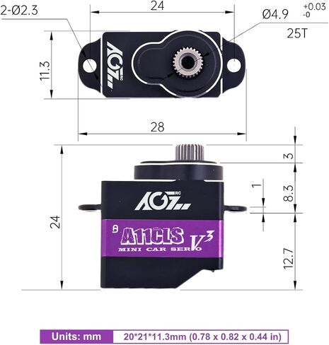 AGFRC Mini-Z-Car Micro Steering Servo - ترقية 11 جرام قابلة للبرمجة 0.050 ثانية عالية السرعة معدات معدنية كاملة رقمية صغيرة بدون قلب، زاوية تحكم 180 درجة (A11CLS V3) in Kuwait
