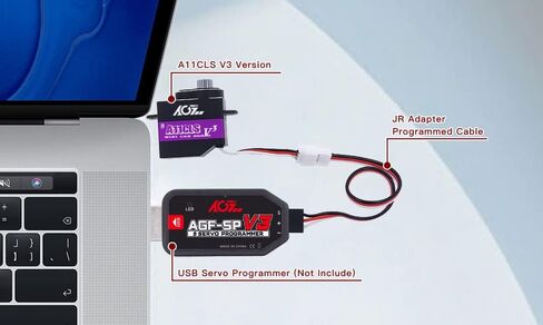 AGFRC Mini-Z-Car Micro Steering Servo - ترقية 11 جرام قابلة للبرمجة 0.050 ثانية عالية السرعة معدات معدنية كاملة رقمية صغيرة بدون قلب، زاوية تحكم 180 درجة (A11CLS V3) in Kuwait