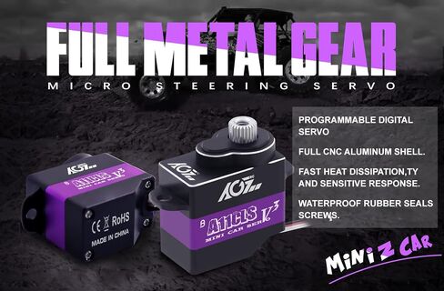AGFRC Mini-Z-Car Micro Steering Servo - ترقية 11 جرام قابلة للبرمجة 0.050 ثانية عالية السرعة معدات معدنية كاملة رقمية صغيرة بدون قلب، زاوية تحكم 180 درجة (A11CLS V3) in Kuwait