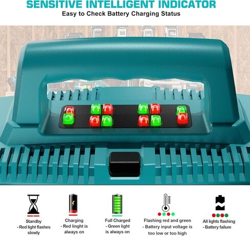 18 فولت 6 منافذ استبدال شاحن سريع لماكيتا 18 فولت شاحن DC18SF DC18RC DC18RD DC18RF، متوافق مع ماكيتا بطارية 18 فولت BL1820B BL1830 BL1840 BL1850 لمحطة شاحن بطارية ماكيتا 18 فولت in Kuwait