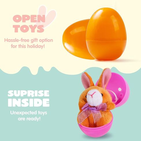 JOYIN 18 Pcs Pre-Filled Easter Eggs with Plush Animal Toys, Egg Filled Keychain for Kids Hunt Goodie Bag Fillers Basket Stuffers and Party Favor in Saudi Arabia