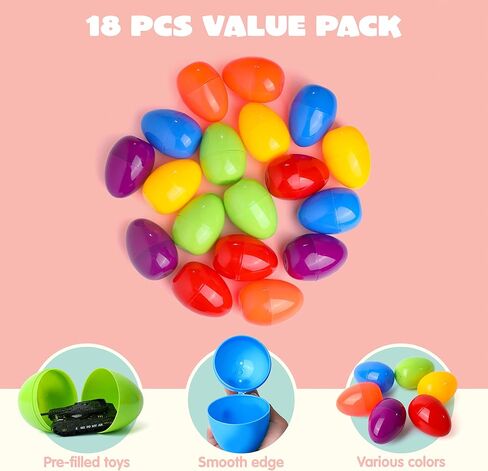 JOYIN 18 Pcs Jumbo Easter Eggs Filled with Die-cast Vehicles, Pull Back City Cars and Trucks Toy Prefilled Egg for Kids Basket Easter Stuffers, Party Favors and Easter Eggs Hunt in Saudi Arabia