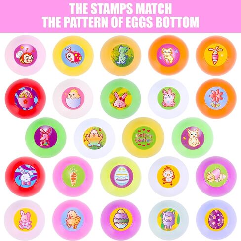 بيستويل 24 قطعة من حشو سلة عيد الفصح للأطفال الأولاد والبنات، طوابع التحبير الذاتي مع وشم عيد الفصح، بيض عيد الفصح البلاستيكي مع ألعاب بالداخل، هدايا عيد الفصح هدايا عيد الفصح حشو سلة in Kuwait