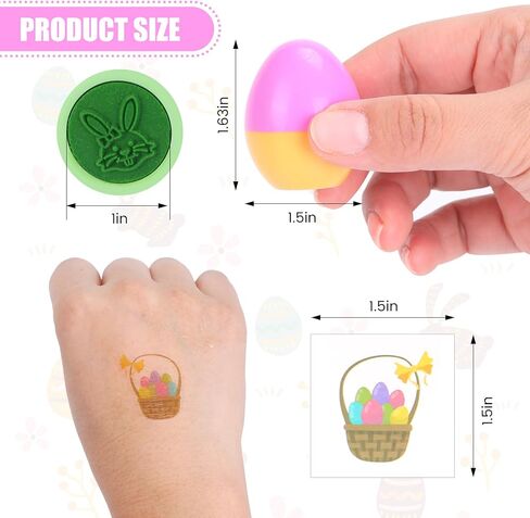 بيستويل 24 قطعة من حشو سلة عيد الفصح للأطفال الأولاد والبنات، طوابع التحبير الذاتي مع وشم عيد الفصح، بيض عيد الفصح البلاستيكي مع ألعاب بالداخل، هدايا عيد الفصح هدايا عيد الفصح حشو سلة in Kuwait