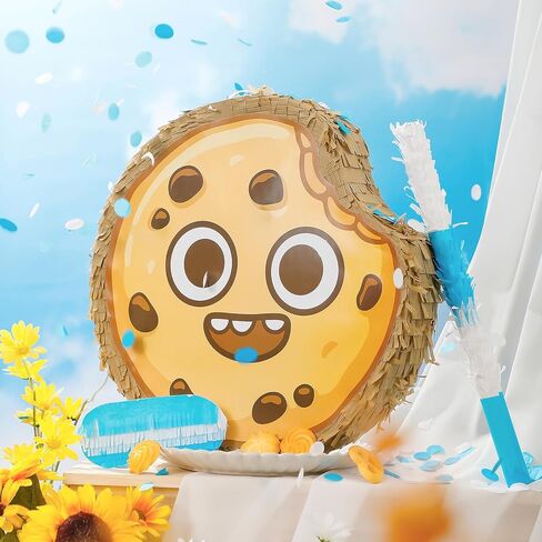 ديكورات حفلات بيناتا بالحليب والكعك من Gemscream تتضمن 1 بسكويت بيناتا 1 عصا بيناتا 1 معصوب العينين 1 كيس من القصاصات لتزيين عيد الميلاد تحت عنوان عيد ميلاد الطفل 16 × 16 × 3.5 بوصة in Kuwait