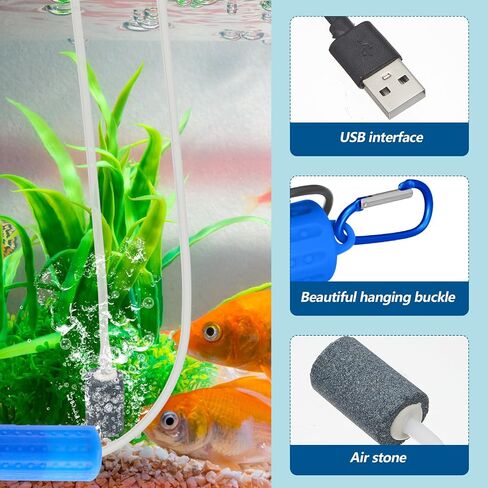4 قطع مضخة هواء لحوض السمك USB صغيرة محمولة متعددة الألوان مضخة هواء أكسجين هادئة مع إبزيم معلق أنبوب سيليكون من حجر الهواء وسلك طاقة للصيد في الهواء الطلق وإكسسوارات حوض السمك الداخلي in Saudi Arabia