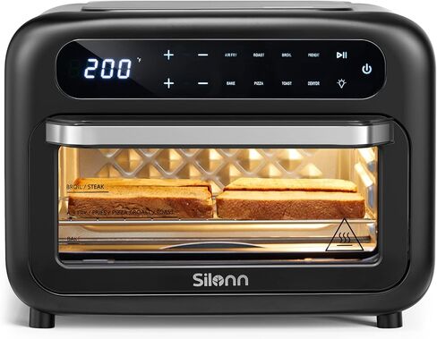 Silonn Air Fryer Oven, 2-in-1 Smart Air Fryer Toaster Oven Combo, 14QT Stainless Steel Air Fryer Oven with Digital Countertop, Natural Convection Roast Bake, Black in Kuwait
