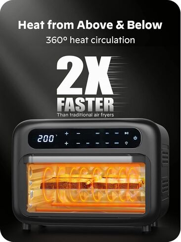 Silonn Air Fryer Oven, 2-in-1 Smart Air Fryer Toaster Oven Combo, 14QT Stainless Steel Air Fryer Oven with Digital Countertop, Natural Convection Roast Bake, Black in Kuwait