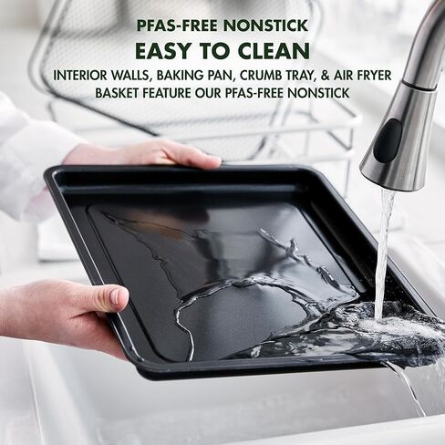 فرن قلي هوائي 9 في 1 من الفولاذ المقاوم للصدأ من GreenPan Bistro، مقلاة خبز غير لاصقة، رف وسلة من الفولاذ المقاوم للصدأ، تسخين سريع، إعدادات مسبقة متعددة الوظائف، مقبض بارد اللمس، خالي من PFAS، صينية فتات سهلة التنظيف in Kuwait
