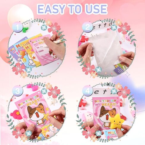 30 حزمة هدية عيد الحب للأطفال موتشي سكويشي مع بطاقات عيد الحب، حفلة عيد الحب في الفصل المدرسي، هدية لطيفة صغيرة لتبادل الهدايا للأولاد والبنات in Kuwait