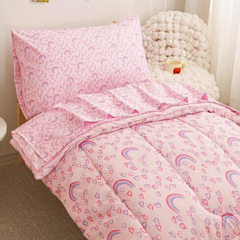Viviland Butterfly Floral Toddler Comforter Sets, Cute Girls Toddler Bedding Set, Soft Microfiber Purple Toddler Bed Set in Saudi Arabia